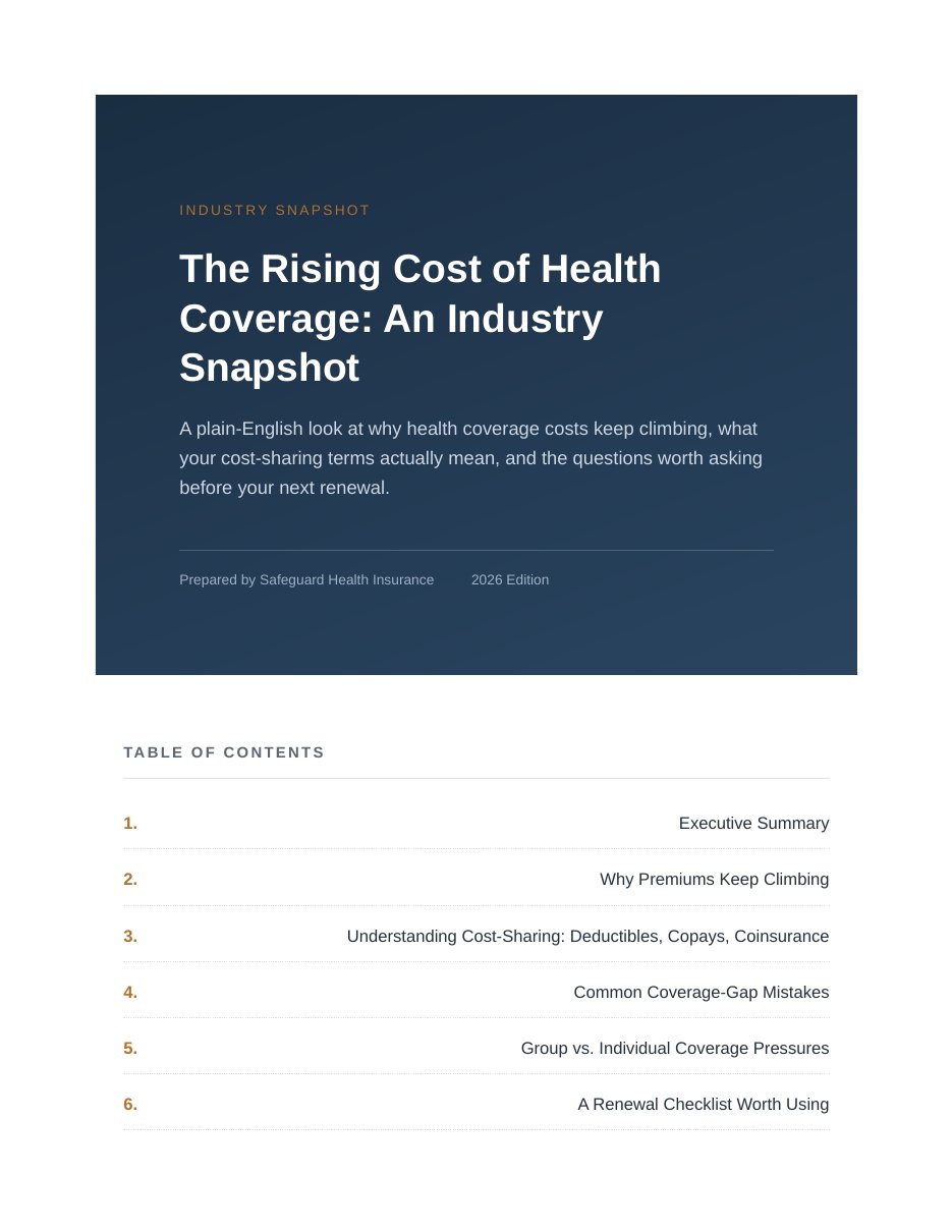 Cover of The Rising Cost of Health Coverage: An Industry Snapshot